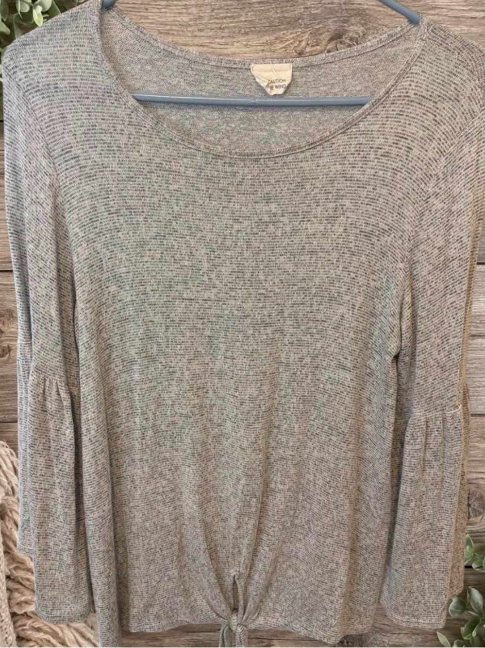 Caution To The Wind Heather Gray Tie-Front Tunic